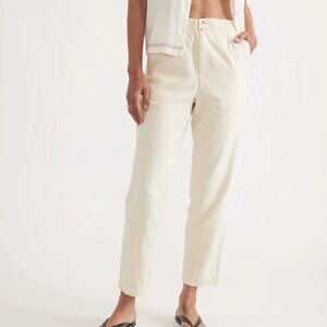 Marine Layer Elle Relaxed Crop Linen Pant, White/Cream, Size Small